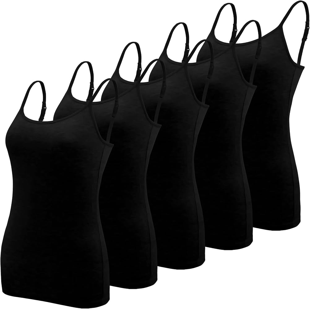 BQTQ 5 Pcs Women's Camisole Tank Top Undershirt Spaghetti Strap Basic Camisoles