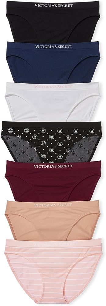 Victoria's Secret Women's Seamless Bikini Underwear, Moderate Coverage Panties for Women, Multi Pack (XS-XXL)