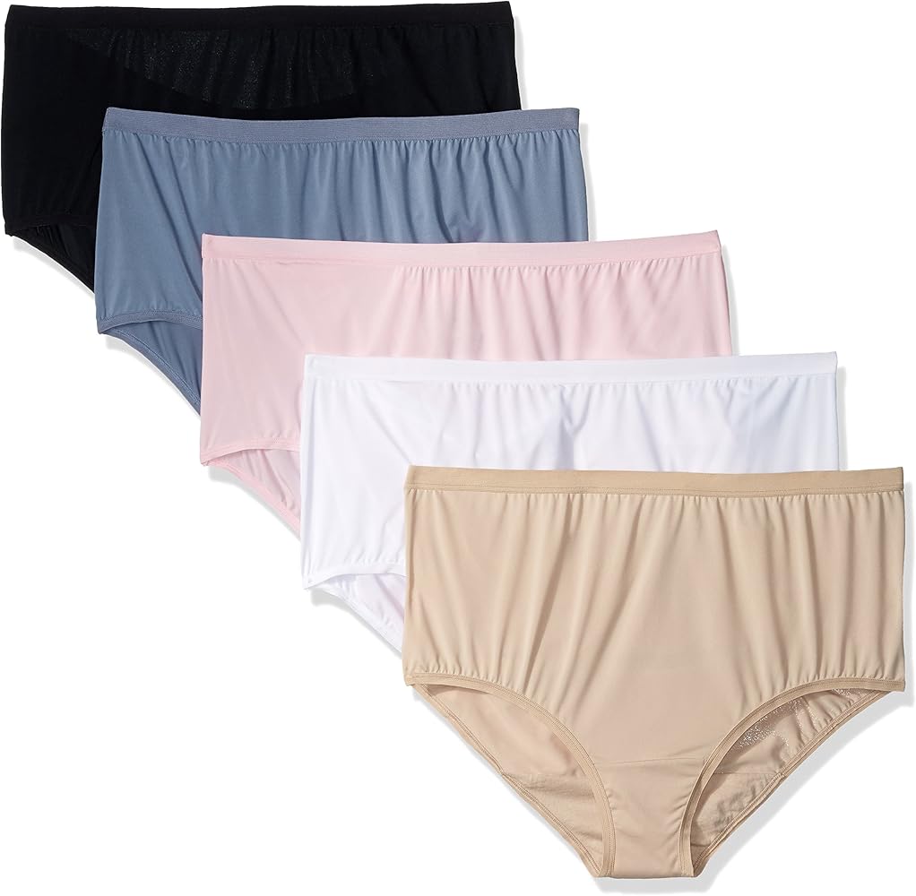 Fruit of the Loom Women's Plus Size Fit for Me 5 Pack Microfiber Brief Panties