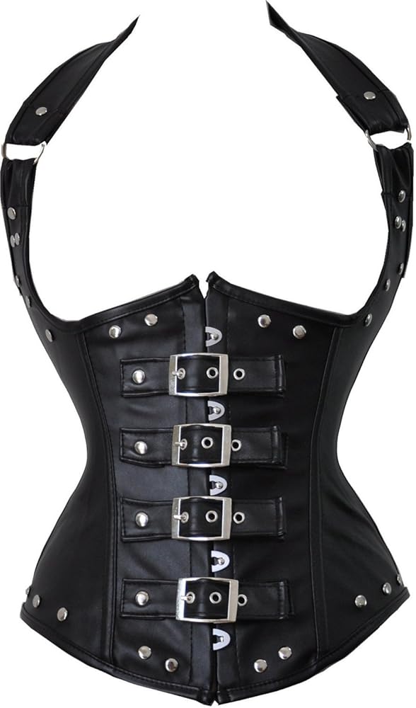 Blidece Women's Fashion PU Leather Halter Shoulder Straps Underbust Corset Top