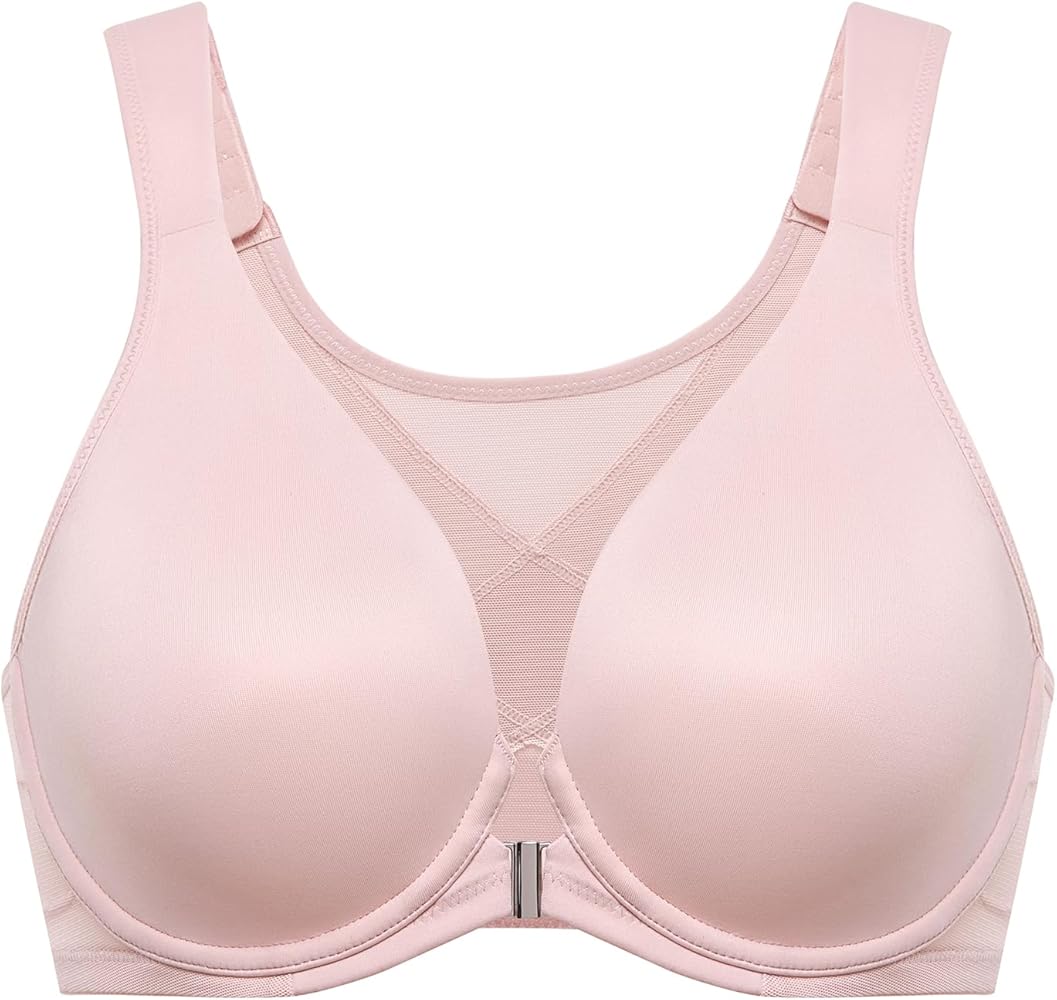 DELIMIRA Women's Front Closure Bras Posture Full Coverage Plus Size Underwire Unlined Back Support Plunge Seamless Bra B-H