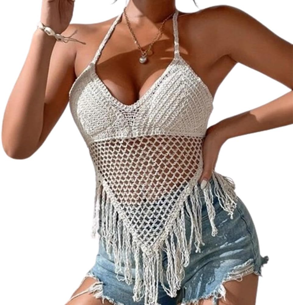 Bohemia Backless Hollowed Out Camisole Bra Summer Corset Top Bralettes for Women with Padding