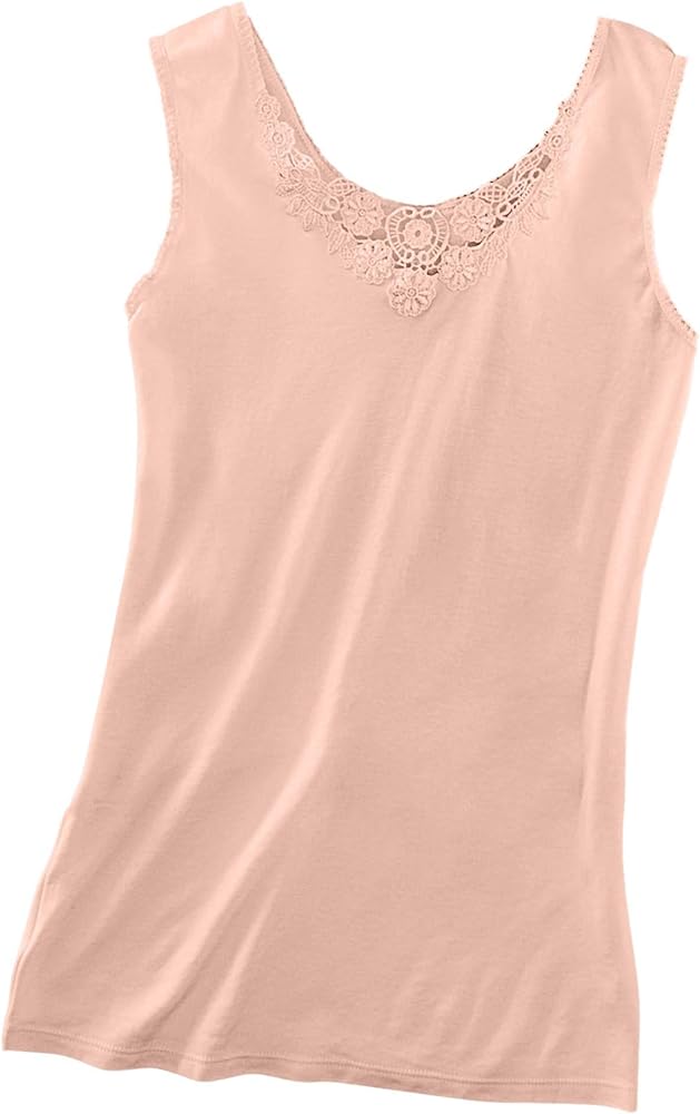 Cuddl Duds Medallion Lace Camisole, Pink, Medium