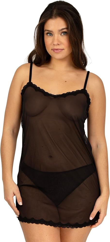 Smart & Sexy Women's Sheer Lace & Mesh Chemise