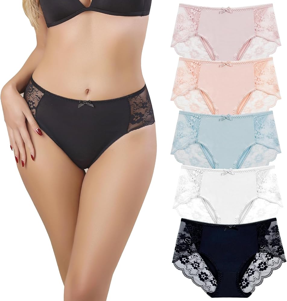 Ladies Underwear Panties Hipster Briefs Lace Panties Lingerie Set 5-Pack Low Rise Women Underwear