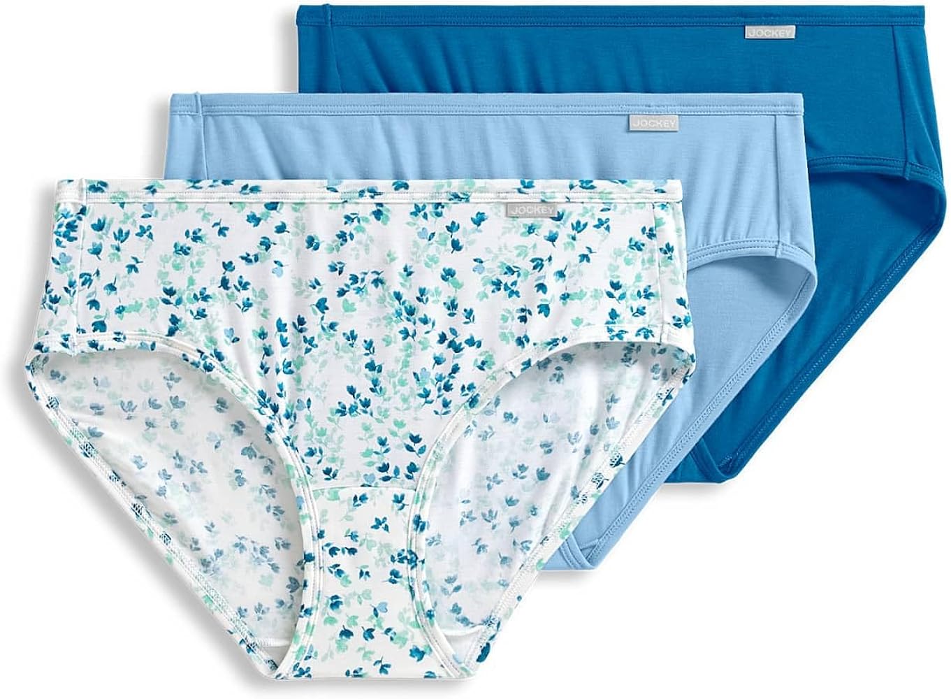 Jockey Women's Underwear Supersoft Hipster - 3 Pack, Layered Blue Floral Sprig/Blue Stardust/Azurite Sea, 5