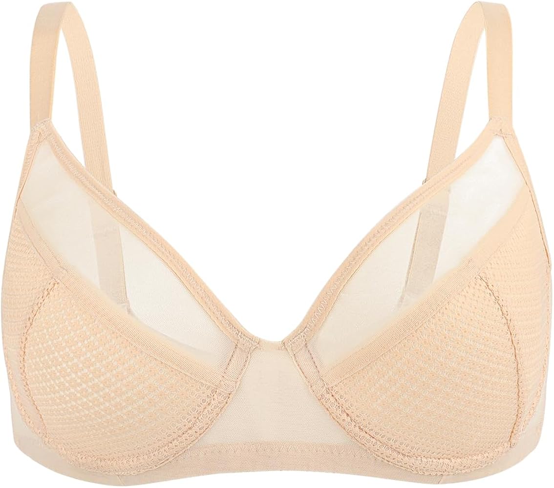 Women Unlinded Non Padded Bra Underwire Mesh Comfortable Minimizer Bras for Women