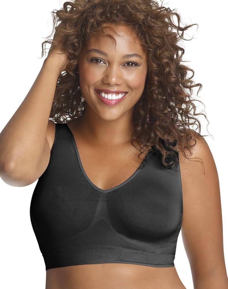 Just My Size Pure Comfort Seamless Wirefree Bra with Moisture Control_Black_5X