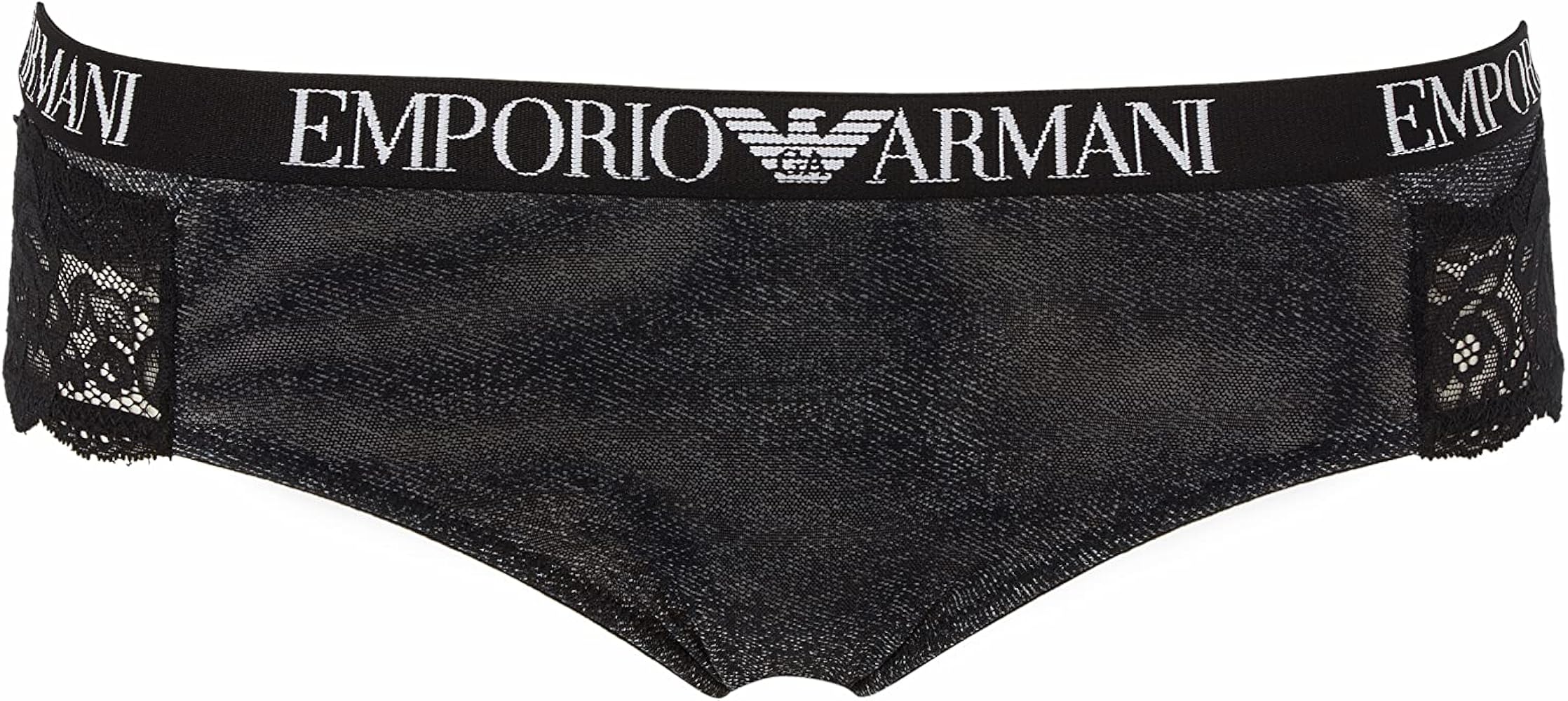 Emporio Armani Women's Mesh Logoband High Brief, Denim Black, Small