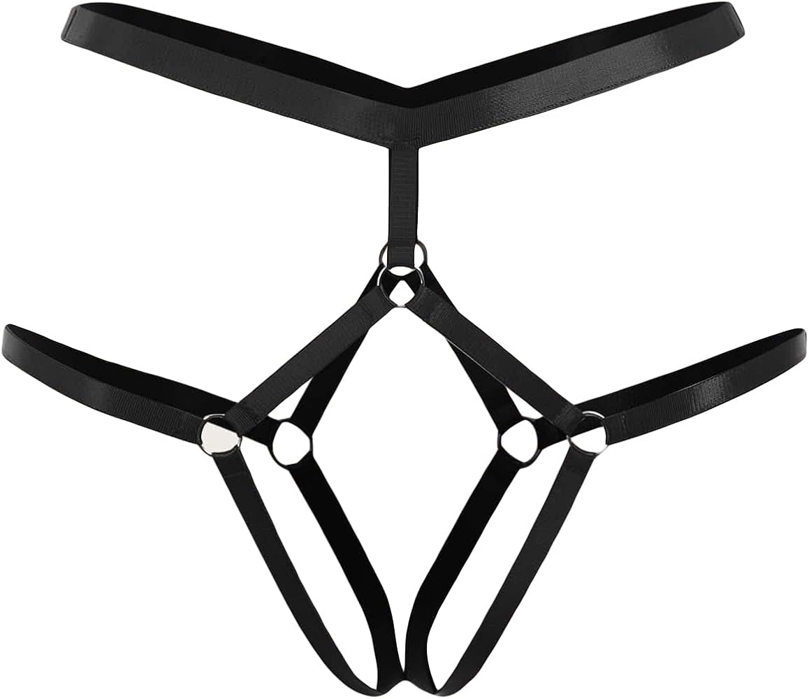 SOLY HUX Women's Ring Linked Harness Thongs Underwear Panties Sexy Panty