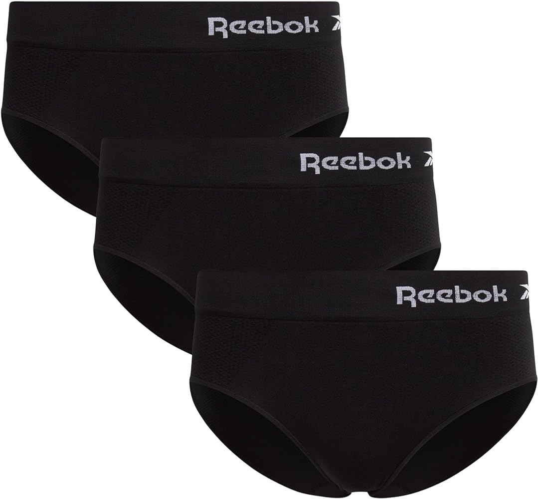 Reebok Women's Hipster Briefs - 3 Pack Breathable Stretch Performance Hipster Panties - Seamless Underwear for Women (S-XL)