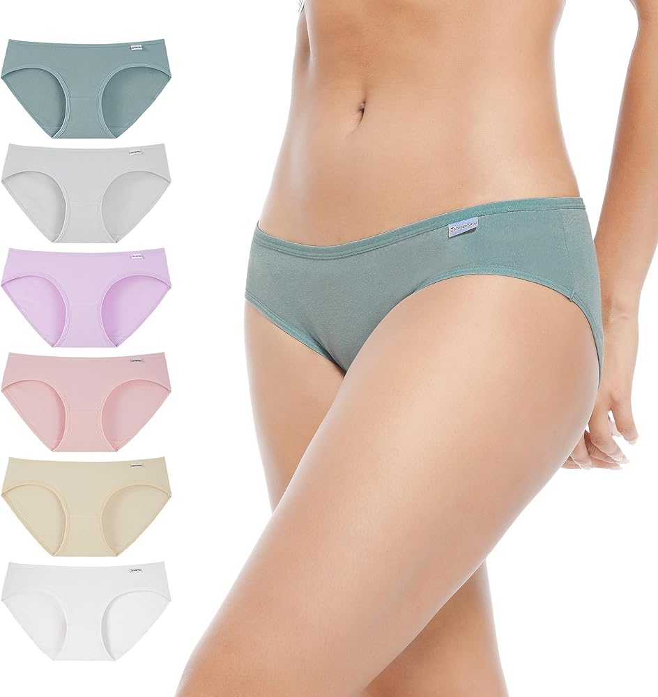 INNERSY Women's Underwear Soft Cotton Low Rise Panties Breathable Briefs 6 Pack