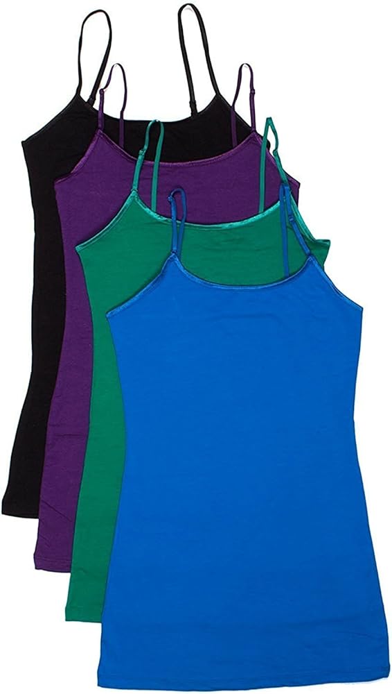 4 Pack Active Basic Women's Basic Tank Top (2X,Purple/Blue/Green/Black)