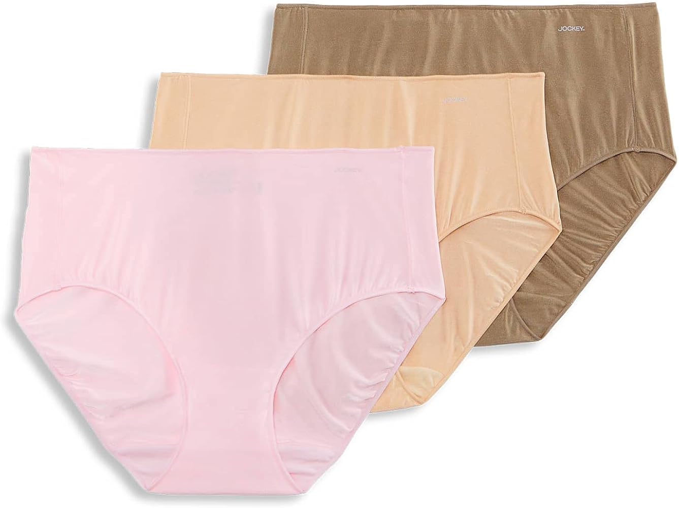 Jockey Women's Underwear No Panty Line Promise Hip Brief - 3 Pack, Frosty Pink/Light/Deep Beige, 8