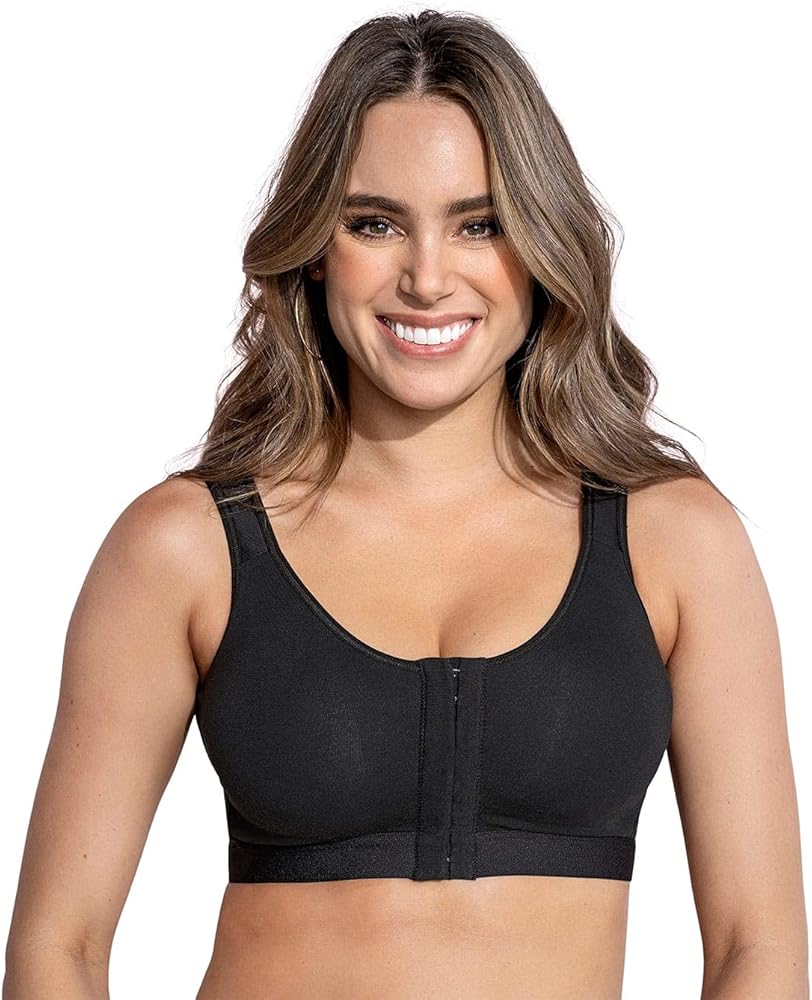 Leonisa Stretchy Cotton Wireless Bra - Front Closure Posture Corrector Bras for Women