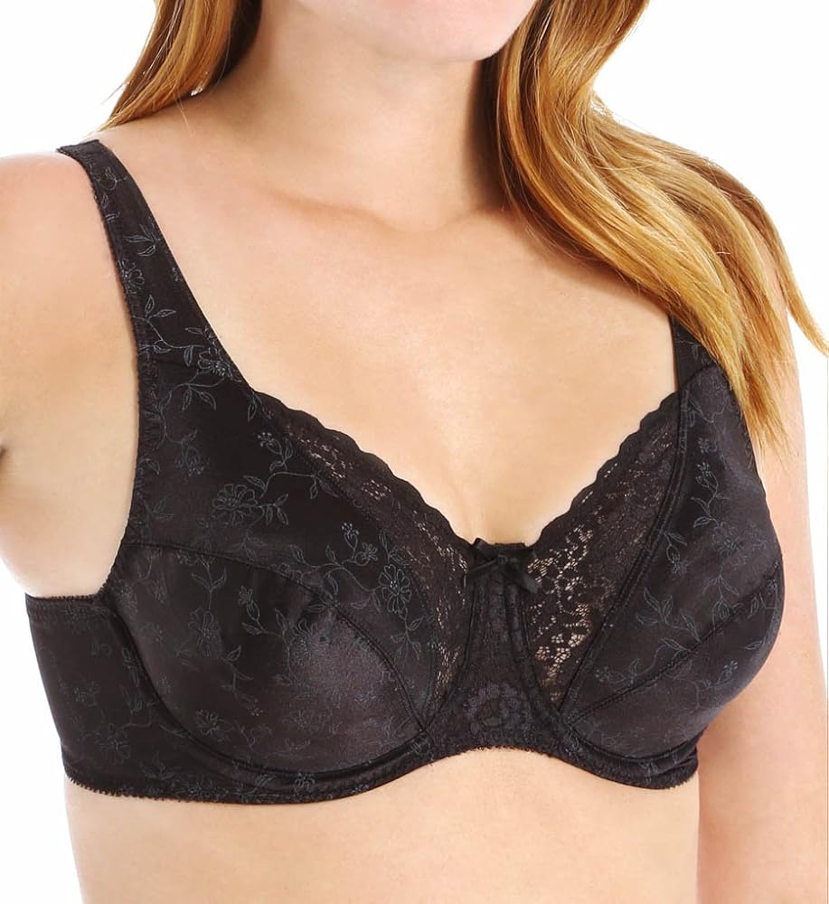 Playtex Women's Secrets Love My Curves Signature Floral Underwire Full Coverage Bra US4422 Black