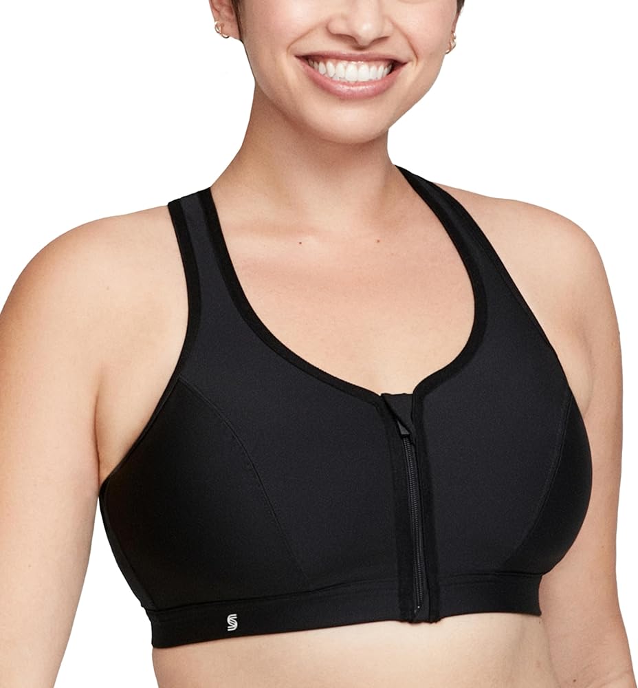 Glamorise Women's Plus Size Zip Up Front-Close Sports Bra Wirefree #9266