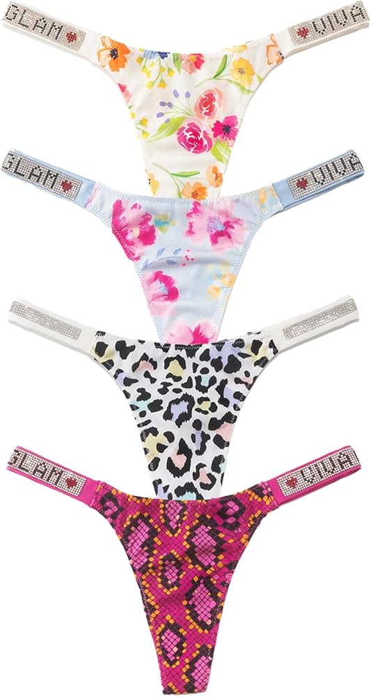 Meshal Sexy G-string Thongs for Women Cotton Panties T Back Underpants 5Pack Hipster