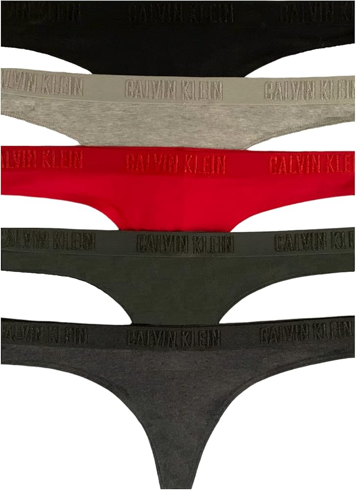 Calvin Klein Women`s Monochrome Cotton Thongs 5 Pack