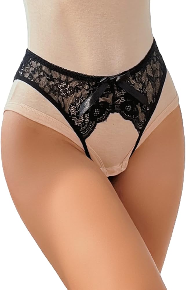 OYOANGLE Women's Floral Lace Mid Rise Briefs Thong Breathable Lingerie Panty Underwear