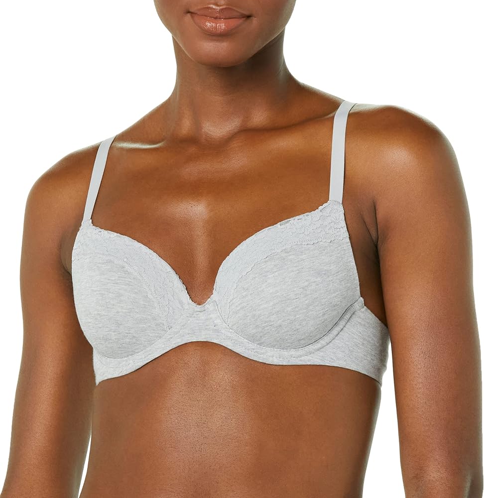 Amazon Essentials Women's Cotton and Lace Lightly Lined Full Coverage Bra