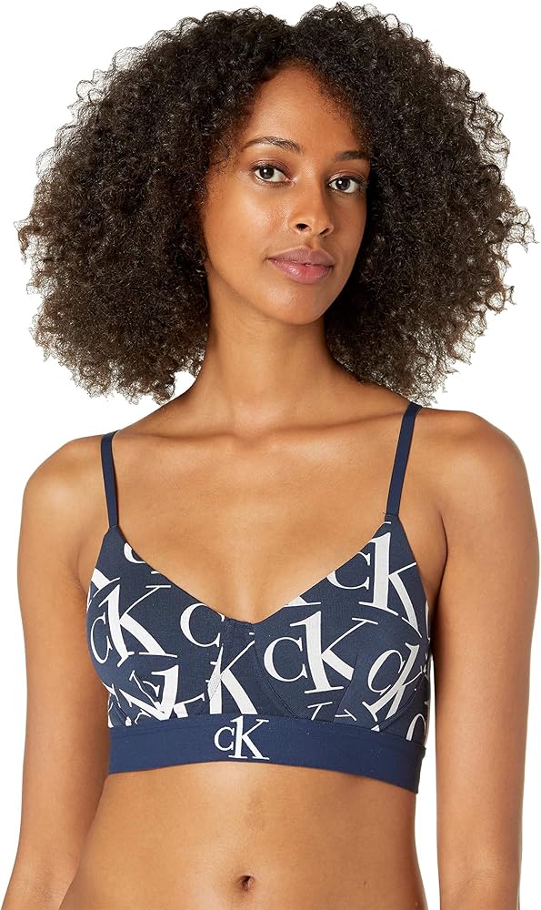 Calvin Klein CK One Plush Lightly Lined Bralette Plush Ck1 Print/Blue Shadow 1 XL (Women's 16)