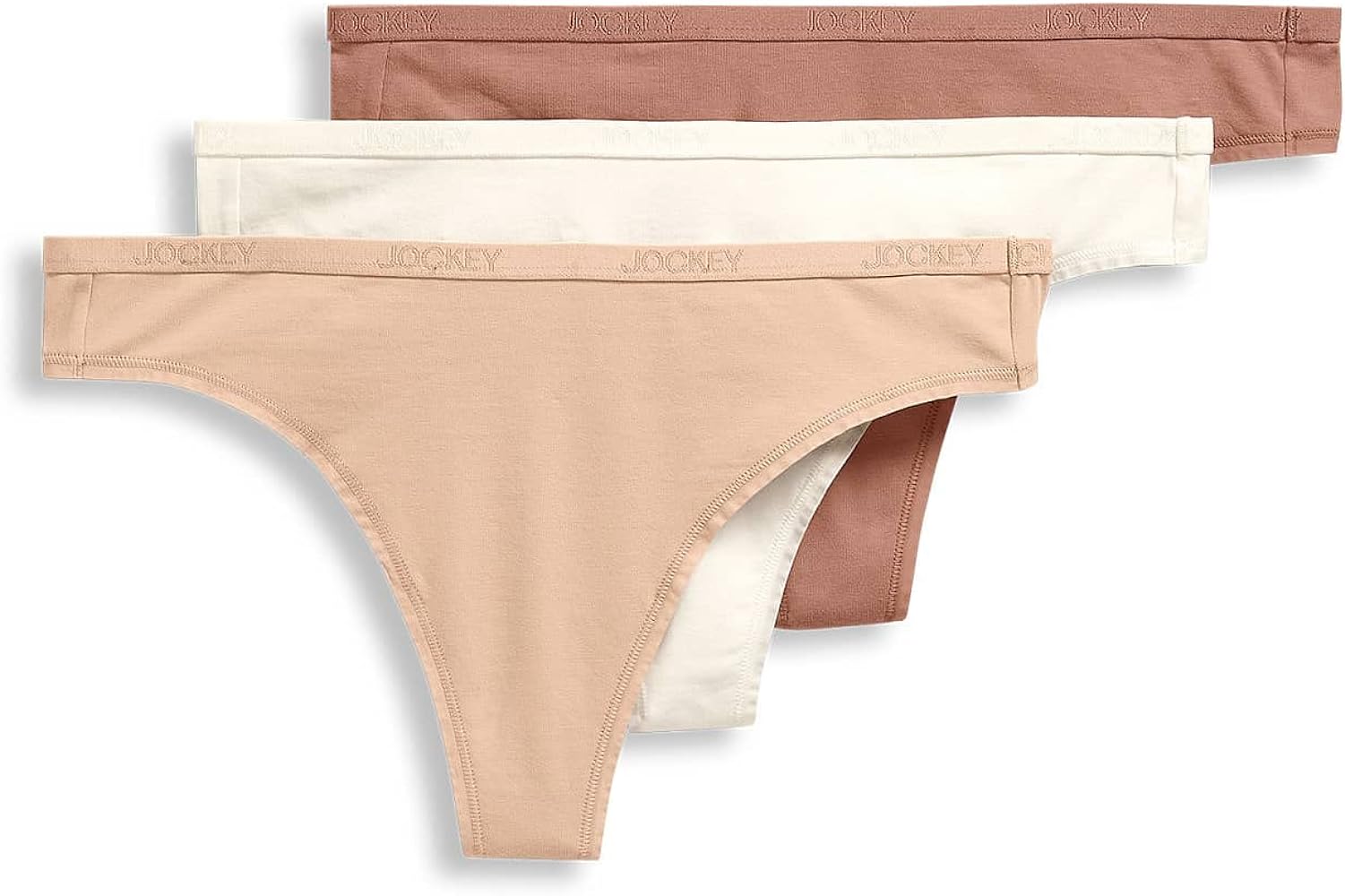 Jockey Women's Underwear Organic Cotton Stretch Logo Thong - 3 Pack