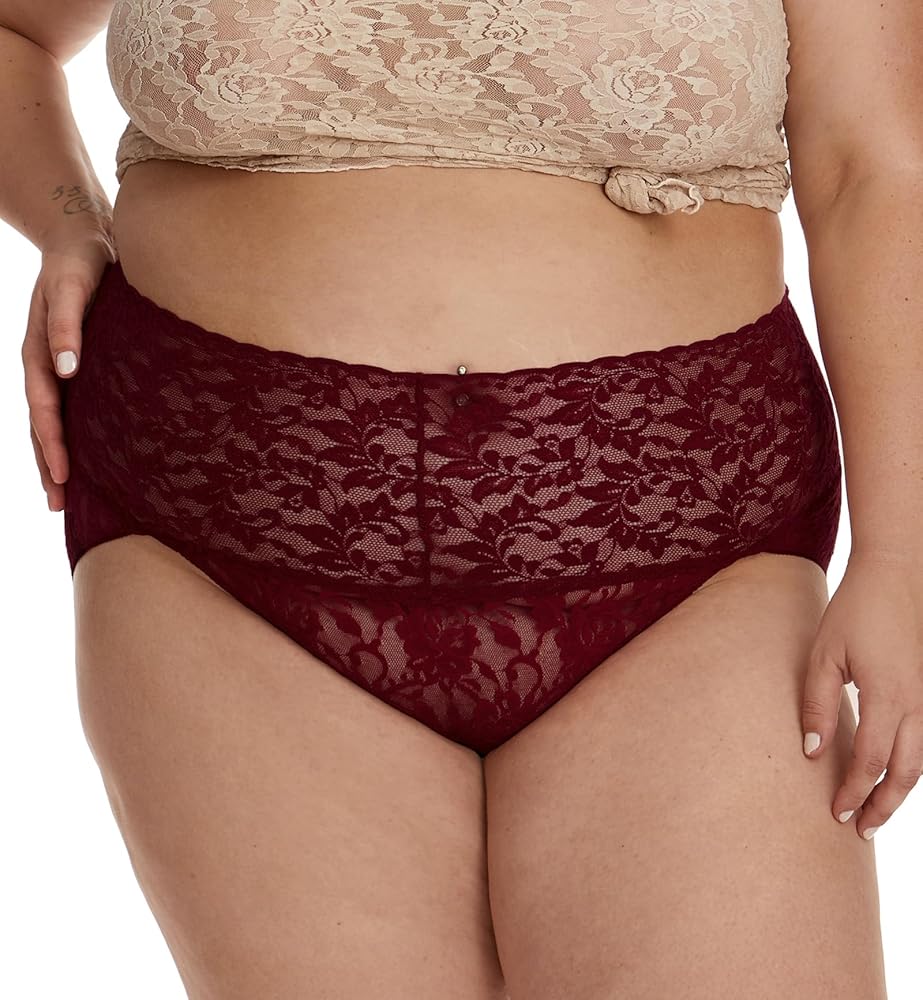 hanky panky Retro Lace V-kini PLUS (9K2124X),1X,Dried Cherry