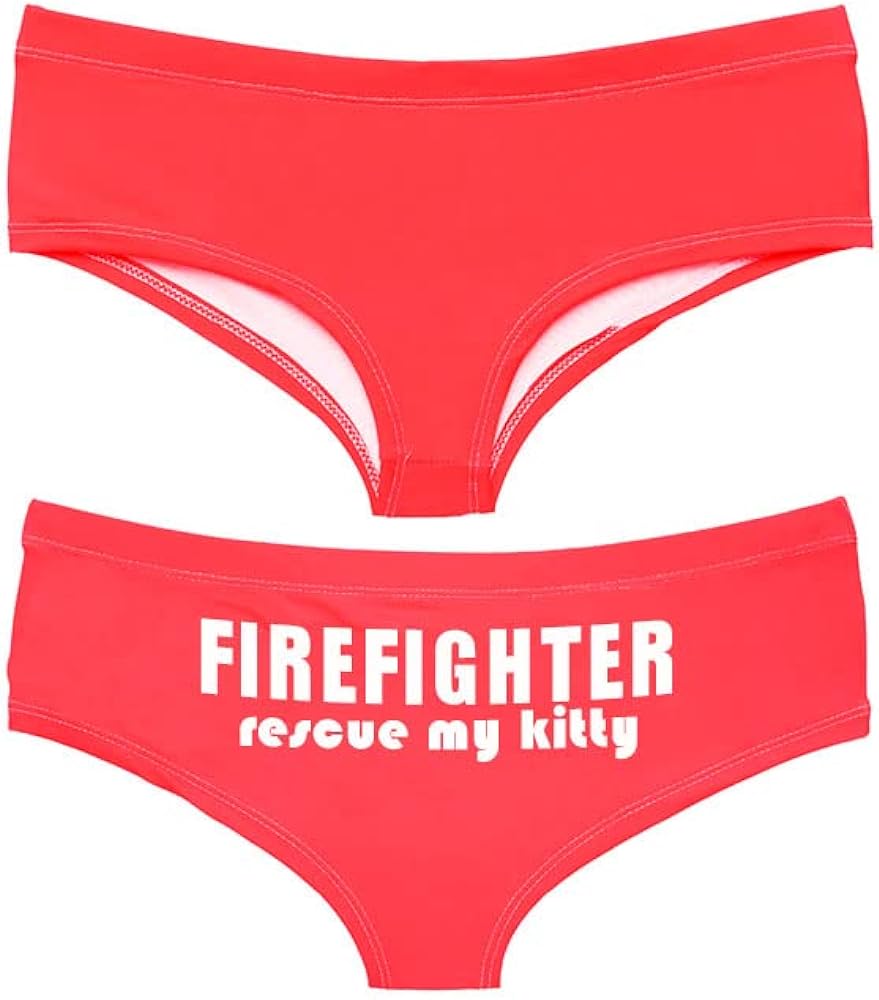 Southern Sisters Funny Women's Firefighter Panty Rescue My Kitty Novelty