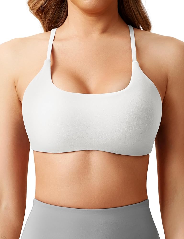 YEOREO Women's Sports Bra Strappy Criss Cross Back Bra Twist-Back Sports Bra Removable Padded Yoga Crop Top