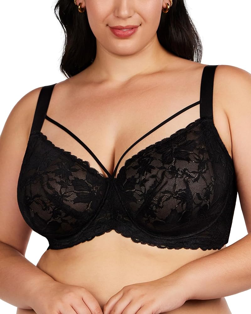 HSIA Minimizer Bras for Women Full Coverage, Unlined Lace Sexy Plus Size Underwire Bra for Large Breasts