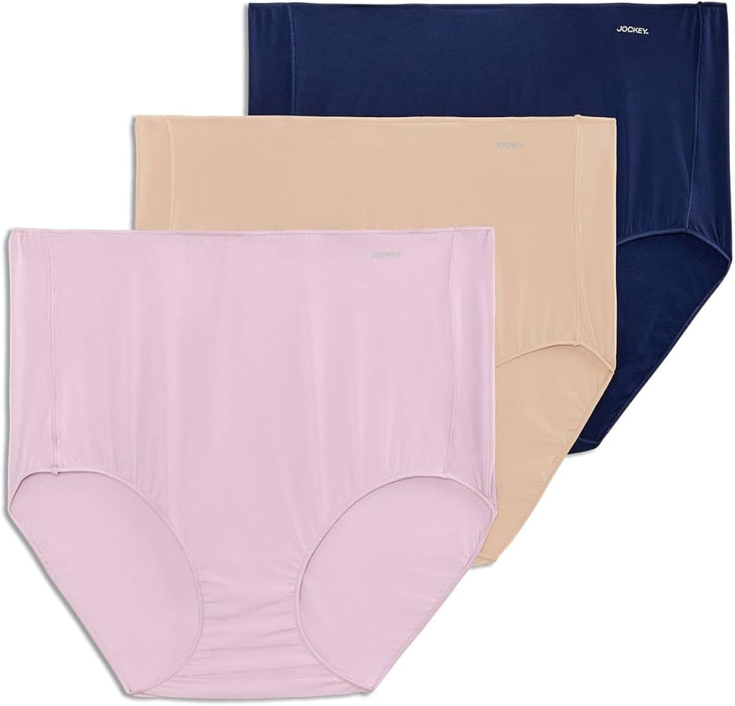 Jockey Women's Underwear No Panty Line Promise Tactel Brief - 3 Pack, Light/Faded Mauve/Just Past Midnight, 7