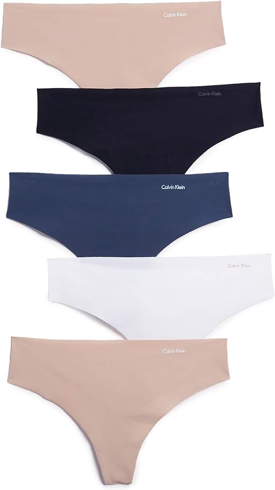 Calvin Klein Women's Invisibles Seamless Thong Panties, 5 Pack