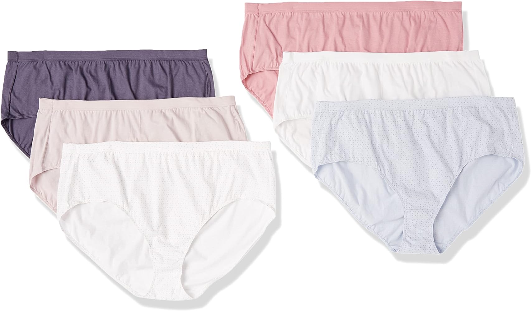 JUST MY SIZE Women's Plus Size Pure Comfort Cotton Brief Underwear, 6-Pack, Assorted Color