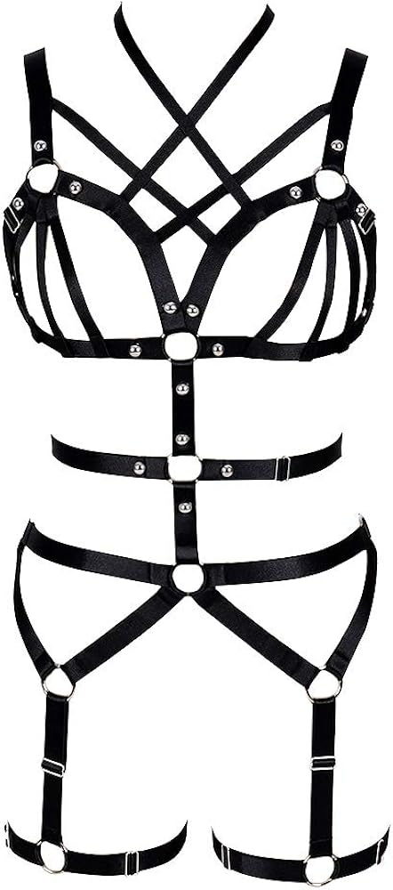 Women Punk Cut Out Harness Strappy Body Caged Lingerie Waist Belts Rave Wear