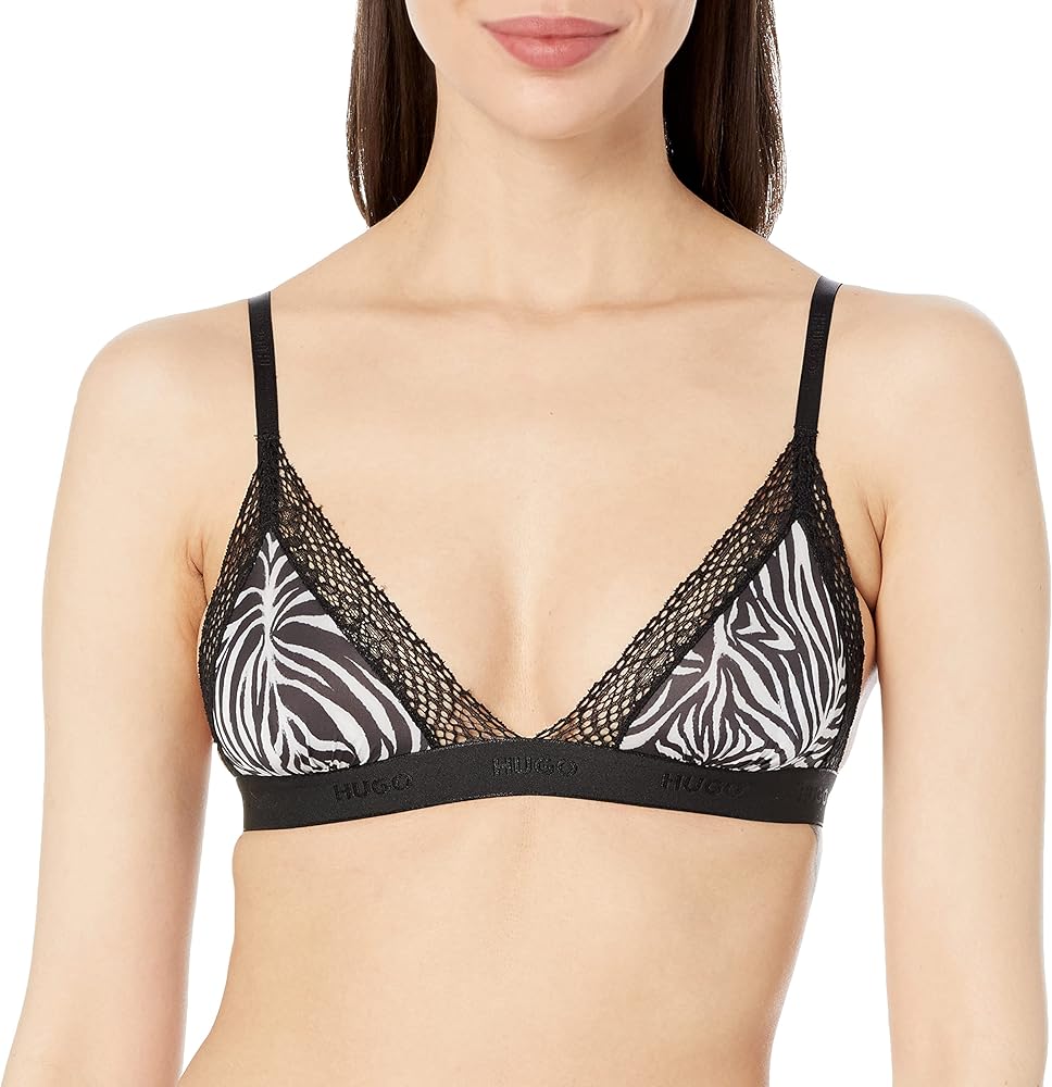 HUGO Women's Zebra Lace Detail Triangle Bra