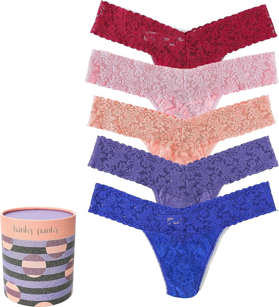 hanky panky Women's 5-Pack Low Rise Thongs Gift Box