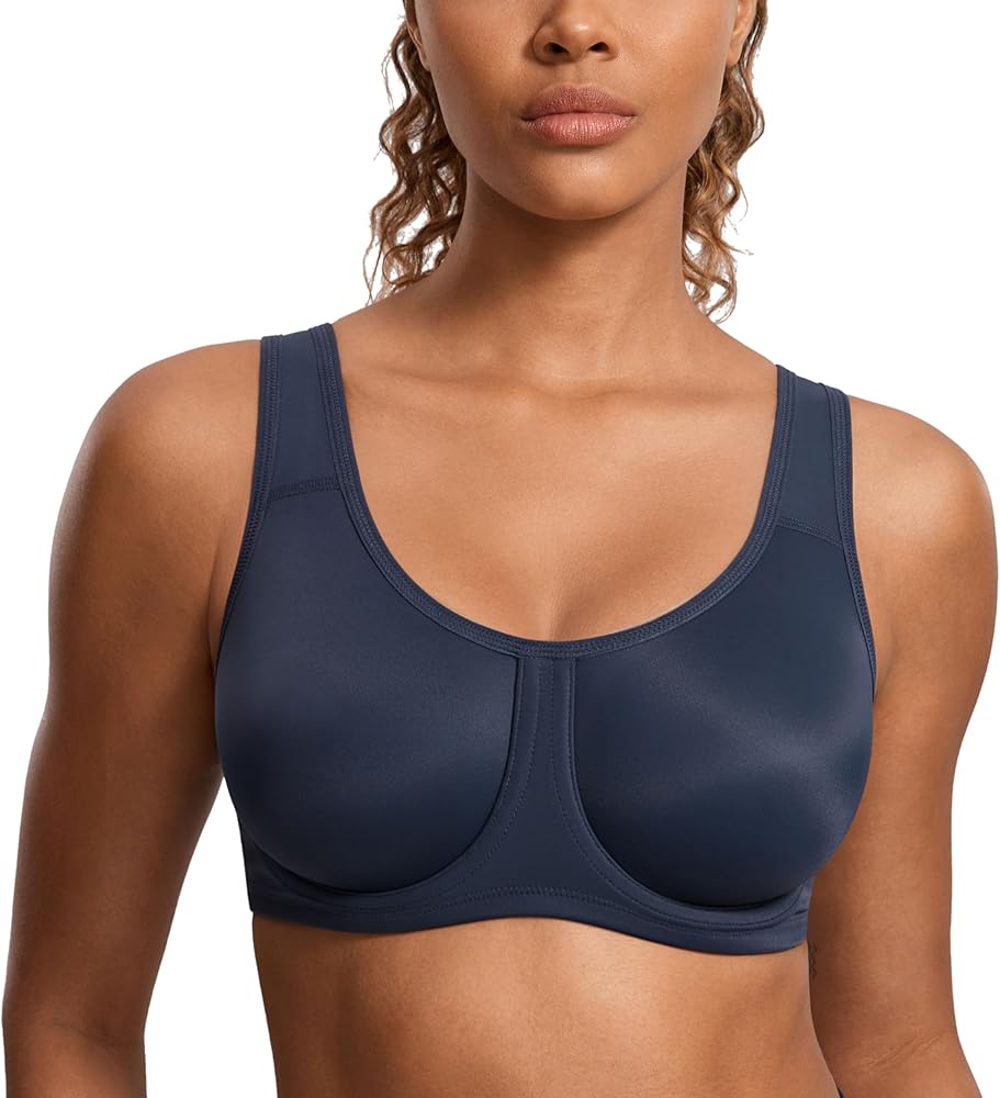 SYROKAN Women's Max Control Underwire Sports Bra High Impact Plus Size with Adjustable Straps