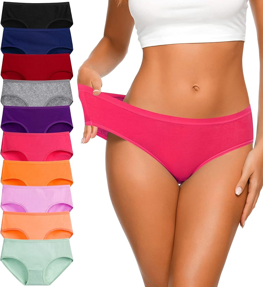 Women's Cotton Bikini Panties, High-Cut Full Coverage Stretch Cool Underwear for Women