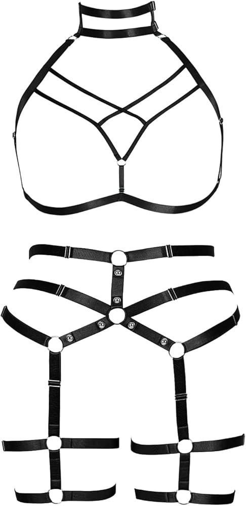 Plus Size Plump Garter Belt Set Full Body Harness for Women Lingerie cage Punk Festival Rave Gothic Bra Large Size Halloween