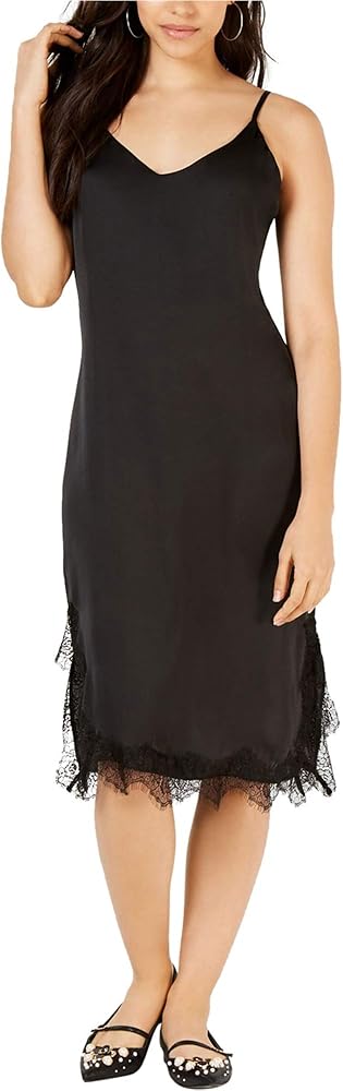 PROJECT 28 NYC Womens Black Lace Trim Slip Dress M