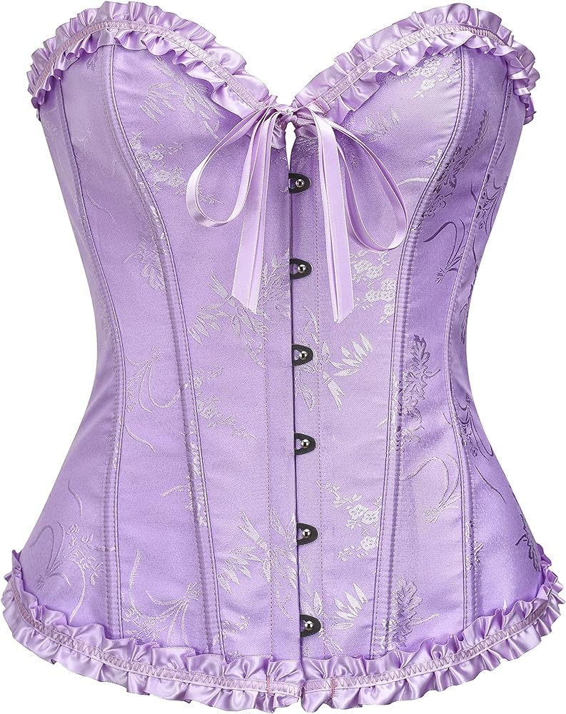 Bustier Corset Top for Women | Overbust Lace Up Waist Cincher Shapewear Lingerie