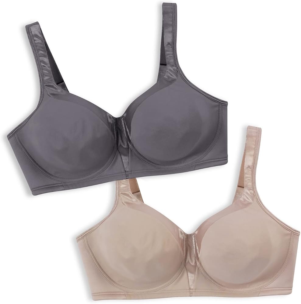 Playtex womens 18 Hour Silky Soft Smoothing Wireless Us4803 Available With 2-pack Option Bra, 2 Pack - Private Jet/Nude, 44DD US