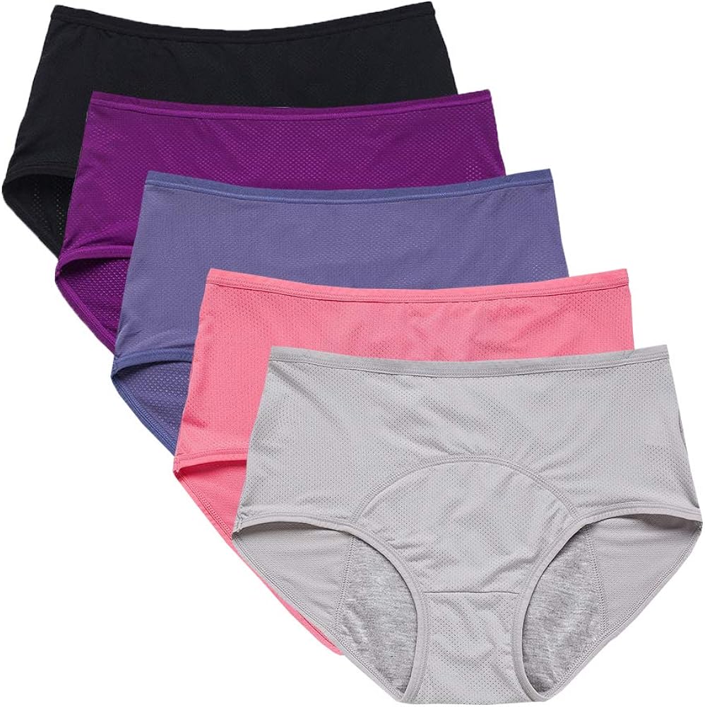 Women Mesh Holes Breathable Leakproof Period Panties Mulit Pack US Size XXS-5XL/12