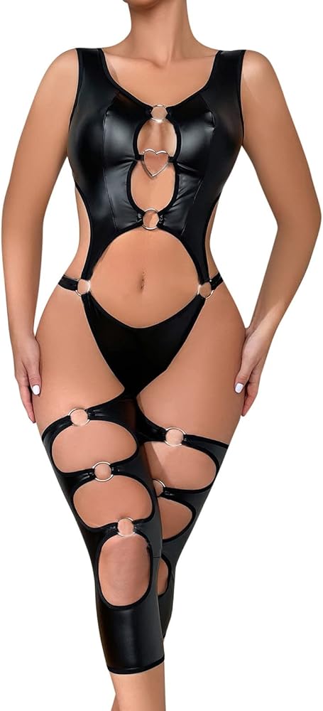 Women's Plus Size Punk Full Body Harness Lingerie Garter Belt Strappy Teddy Babydoll Bodysuit All Adjustable Lingerie