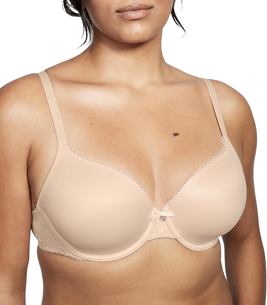 Victoria's Secret Perfect Coverage T Shirt Bra, Full Coverage, Lightly Lined, Adjustable Straps, Bras for Women, Body by Victoria Collection, Beige (32D)