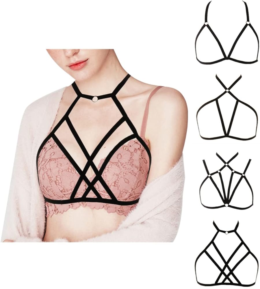 Women Sexy Strappy Harness Cage Bra Hollow Out Cupless Elastic Lingerie Body Cross Bralette Adjustable Strap Crop Top