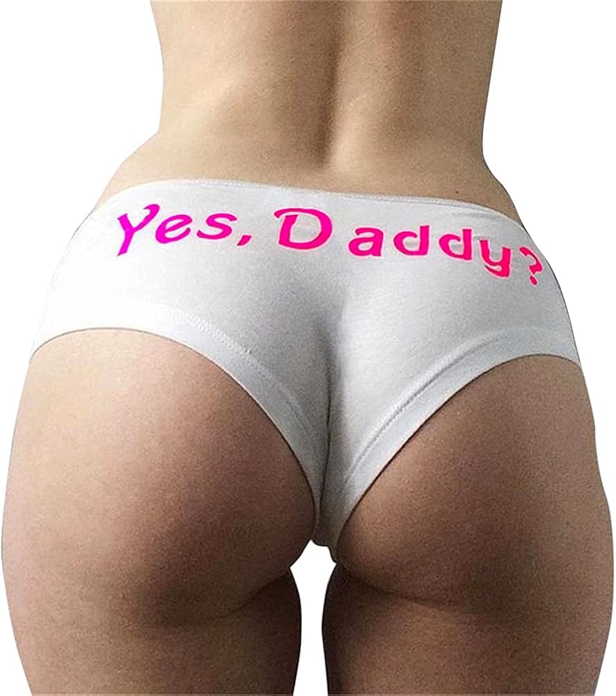 Womens Yes Daddy Letter Naughty Panties Knickers Lingerie Bikini Briefs Sexy Thong Underwear Hipster