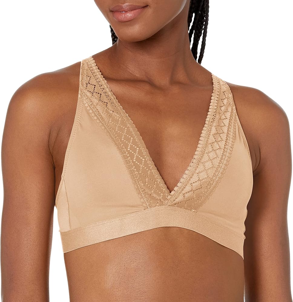 Bali Women's Comfort Revolution Deep V Wirefree Bralette with Lace Df6596