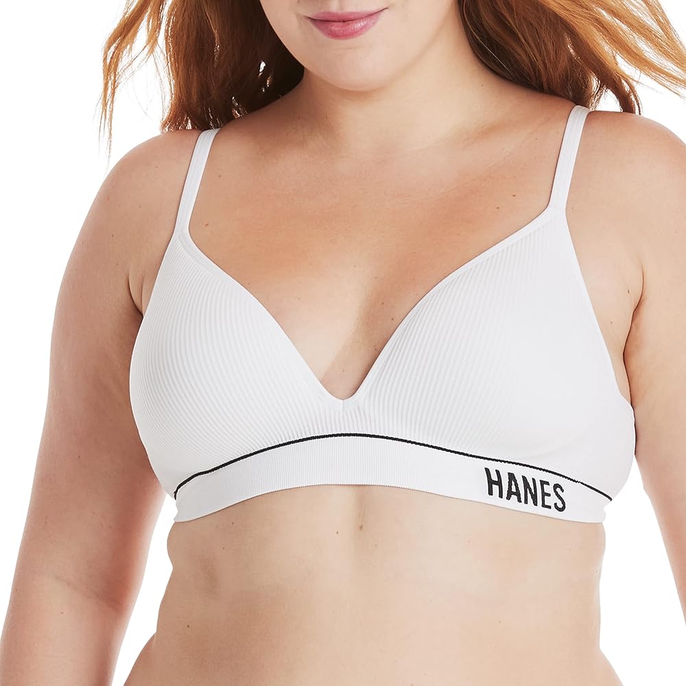 Hanes womens Originals Contour Wireless Seamless Rib Bralette